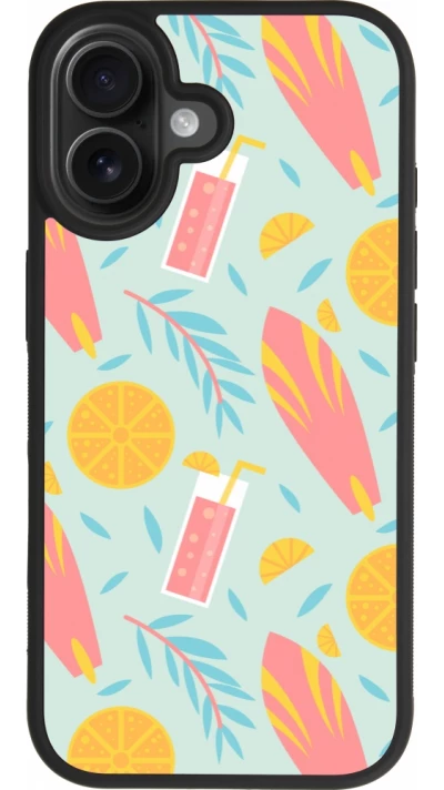 Coque iPhone 17 - Silicone rigide noir Summer 2025 Pattern citron