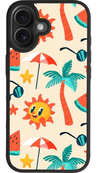 Coque iPhone 17 - Silicone rigide noir Summer 2025 Pattern soleil