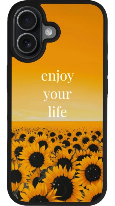 Coque iPhone 17 - Silicone rigide noir Summer 2026 Enjoy your life