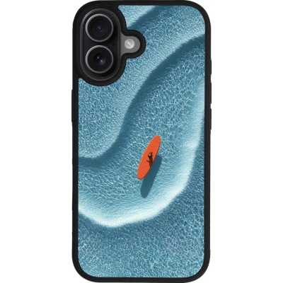 Coque iPhone 17 - Silicone rigide noir Orange surf Summer 2026