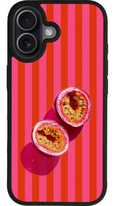 Coque iPhone 17 - Silicone rigide noir Passion fruit Summer 2026
