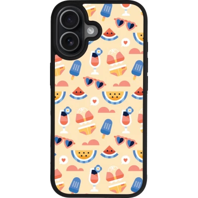 Coque iPhone 17 - Silicone rigide noir Pattern Summer 2026