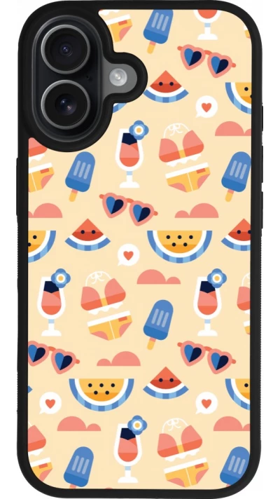 Coque iPhone 17 - Silicone rigide noir Pattern Summer 2026