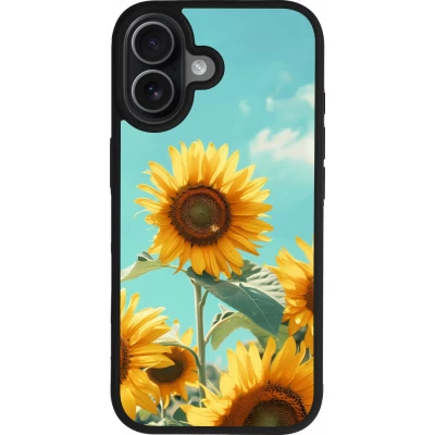 Coque iPhone 17 - Silicone rigide noir Sunflowers Summer 2026