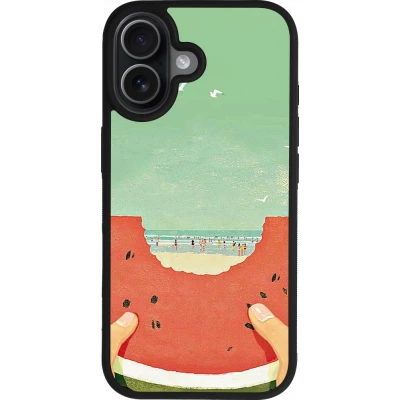 Coque iPhone 17 - Silicone rigide noir Views through a watermelon Summer 2026