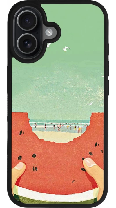 Coque iPhone 17 - Silicone rigide noir Views through a watermelon Summer 2026