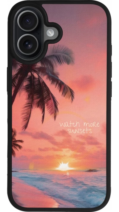 Coque iPhone 17 - Silicone rigide noir Watch more sunsets Summer 2026
