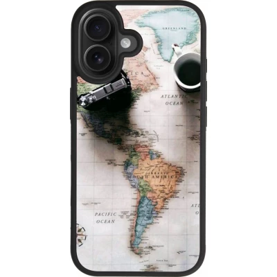Coque iPhone 17 - Silicone rigide noir Travel 01