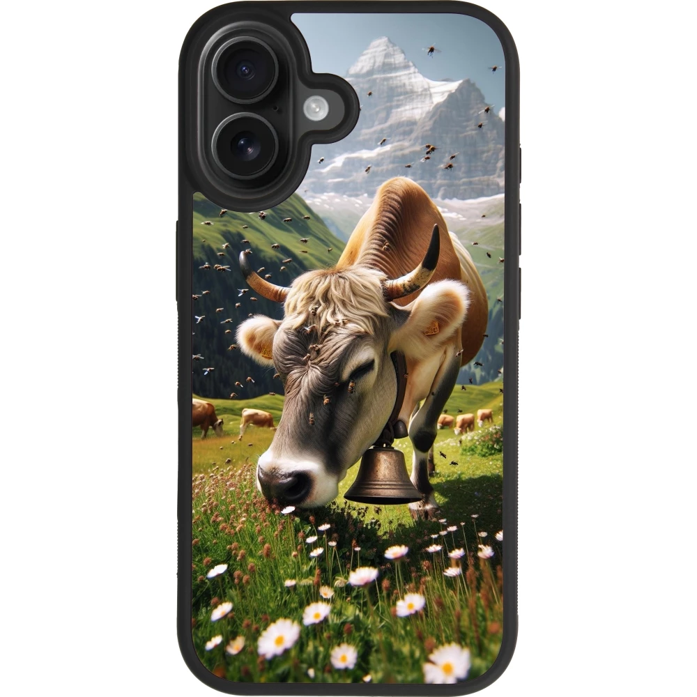 iPhone 17 Case Hülle - Silikon schwarz Kuh Berg Wallis