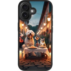Coque iPhone 17 - Silicone rigide noir Valentine 2024 Dog & Cat Candlelight