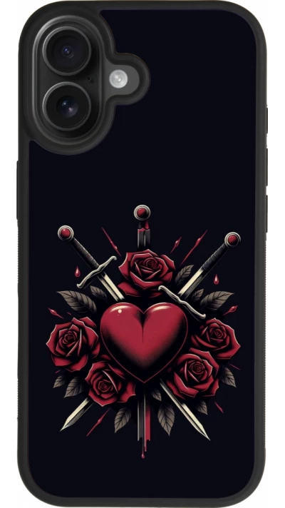 Coque iPhone 17 - Silicone rigide noir Valentine 2024 gothic love