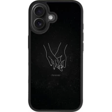 Coque iPhone 17 - Silicone rigide noir Valentine 2023 hands forever