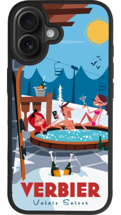 Coque iPhone 17 - Silicone rigide noir Verbier Mountain Jacuzzi