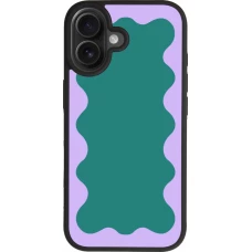 Coque iPhone 17 - Silicone rigide noir Wavy Rectangle Green Purple