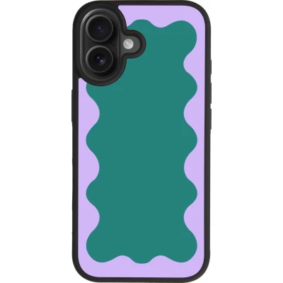 Coque iPhone 17 - Silicone rigide noir Wavy Rectangle Green Purple