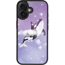 Coque iPhone 17 - Silicone rigide noir Whale in sparking stars