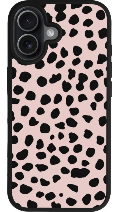 Coque iPhone 17 - Silicone rigide noir Wild Leopard Pink