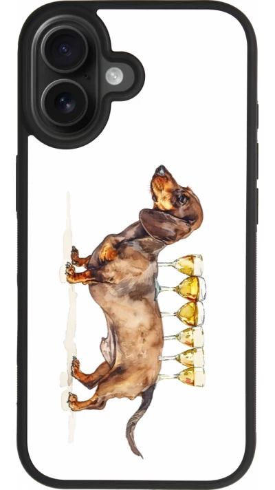 Coque iPhone 17 - Silicone rigide noir Wine Teckel