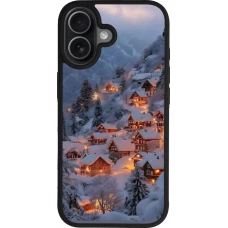 Coque iPhone 17 - Silicone rigide noir Winter 25 Winter snowy village