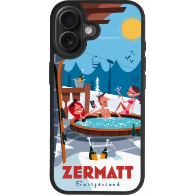 Coque iPhone 17 - Silicone rigide noir Zermatt Mountain Jacuzzi