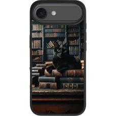 iPhone Air Case Hülle - Silikon schwarz Katze Bücher dunkel