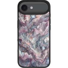 Coque iPhone Air - Silicone rigide noir Marbre violette argentée