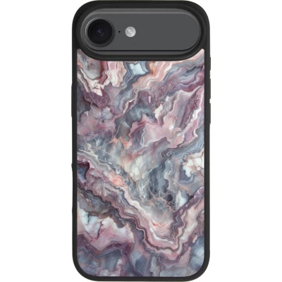 Coque iPhone Air - Silicone rigide noir Marbre violette argentée