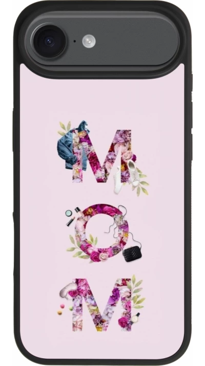 Coque iPhone Air - Silicone rigide noir Mom 2024 girly mom