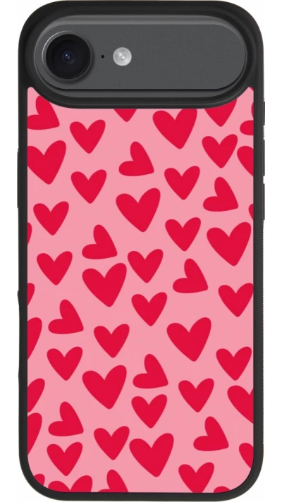 Coque iPhone Air - Silicone rigide noir Mom 2024 petits coeurs