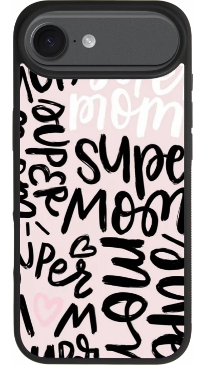 Coque iPhone Air - Silicone rigide noir Mom 2024 Super mom
