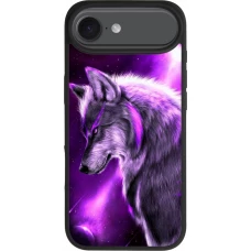Coque iPhone Air - Silicone rigide noir Purple Sky Wolf