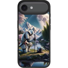 Coque iPhone Air - Silicone rigide noir Samurai Katana Lune