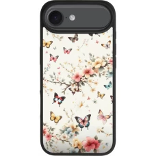 Coque iPhone Air - Silicone rigide noir Spring 25 Papillons Légers