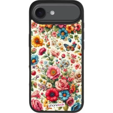 Coque iPhone Air - Silicone rigide noir Spring 25 printemps fleuri