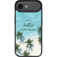 Coque iPhone Air - Silicone rigide noir Summer 2025 Life is better at the beach