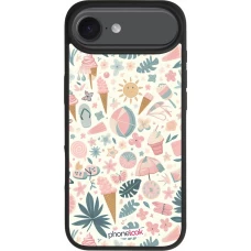 Coque iPhone Air - Silicone rigide noir Summer Pink Pattern