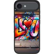 Coque iPhone Air - Silicone rigide noir Valentine 2025 Love U Tag