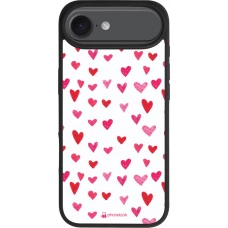 Coque iPhone Air - Silicone rigide noir Valentine 2022 Many pink hearts