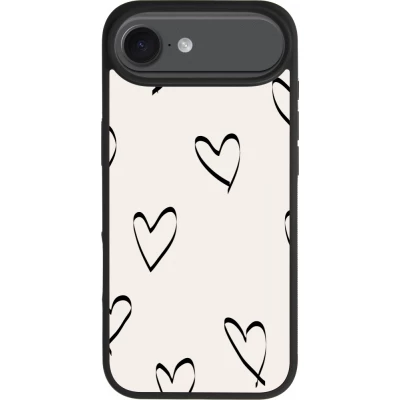 Coque iPhone Air - Silicone rigide noir Valentine 2023 minimalist hearts