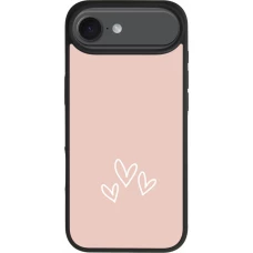 Coque iPhone Air - Silicone rigide noir Valentine 2023 three minimalist hearts