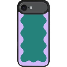 Coque iPhone Air - Silicone rigide noir Wavy Rectangle Green Purple