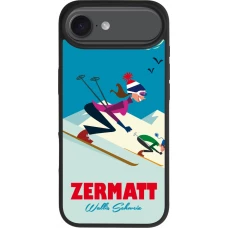 Coque iPhone Air - Silicone rigide noir Zermatt Ski Downhill