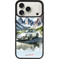 Coque iPhone 17 Pro Max - Silicone rigide noir Porsche 911 Mountain Watercolor