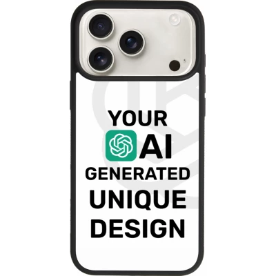 Coque iPhone 18 Pro Max / 17 Pro Max - Silicone rigide noir 100% unique générée par intelligence artificielle (AI) avec vos idées
