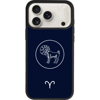 Coque iPhone 18 Pro Max / 17 Pro Max - Silicone rigide noir Astrologie Bélier