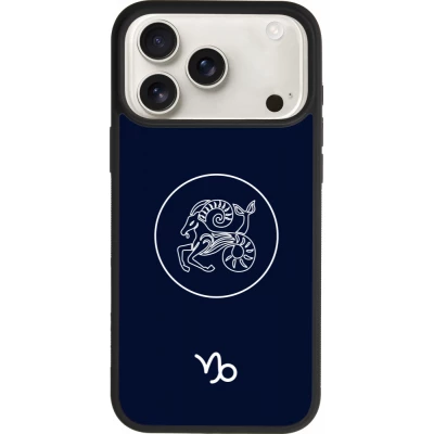 Coque iPhone 18 Pro Max / 17 Pro Max - Silicone rigide noir Astrologie Capricorne