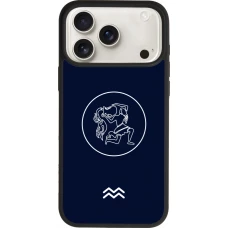 Coque iPhone 18 Pro Max / 17 Pro Max - Silicone rigide noir Astrologie Verseau