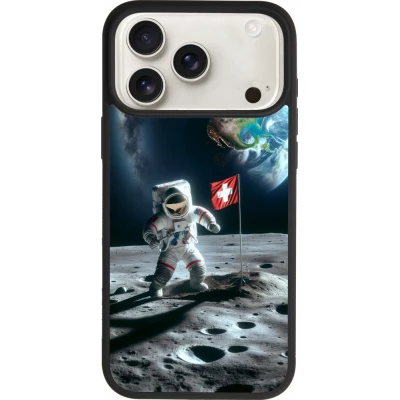 iPhone 17 Pro Max Case Hülle - Silikon schwarz Astro Schweiz auf dem Mond