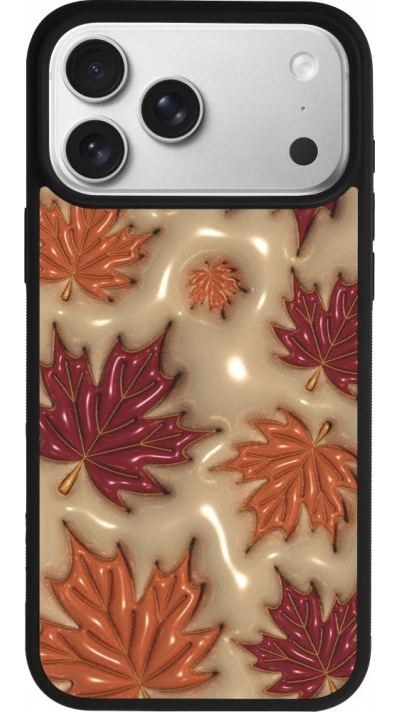 iPhone 17 Pro Max Case Hülle - Silikon schwarz Autumn 26 3D leaves