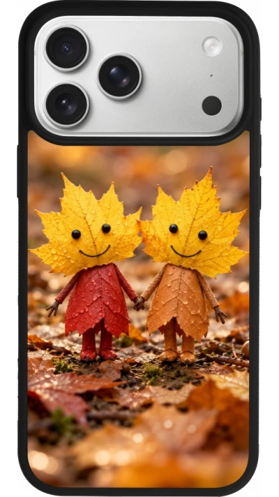 iPhone 17 Pro Max Case Hülle - Silikon schwarz Autumn 26 Couple of leaves